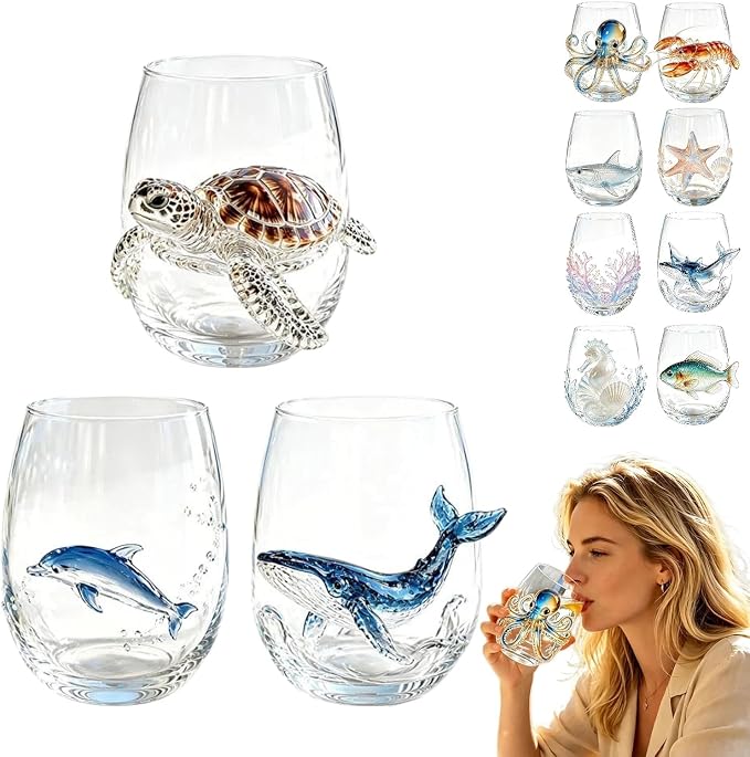 Artisan Blue Octopus Glassware Handmade 3D Ocean Decor Gift by Unknown