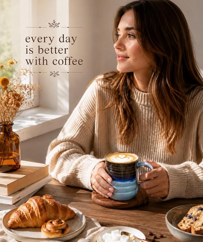 GBhome 18oz Large Coffee Mug Set of 2, Handmade Ceramic Coffee Mugs for Latte/Tea/Beer/Hot Cocoa, Dishwasher & Microwave Safe,Multi-Color - Image 6