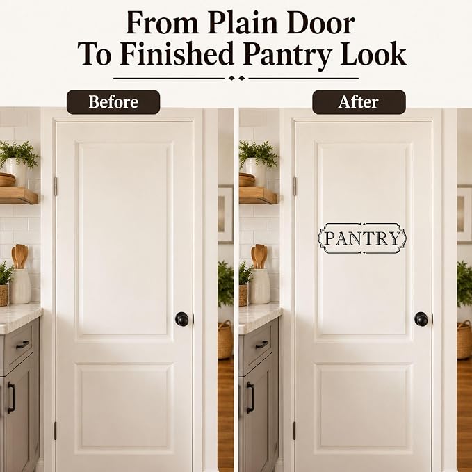 Kitchen Pantry Door Vinyl Decal: 18 x 5.5 Inch Cut-Out Lettering | 1 Black PANTRY Decal For Smooth Kitchen Pantry Doors And Cabinets - Image 3