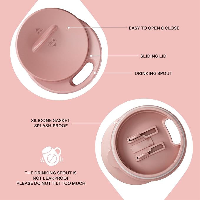 Ideus 16 oz (470 ml) Insulated Coffee Mug with Handle and Lid, Double Wall Stainless Steel Vacuum Thermal Coffee Mug, Travel Coffee Cup Thermal Cup for Home and Office, Leopard Pink - Image 4