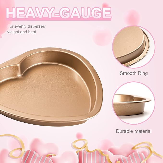 Yomvzake Heart Shaped Cake Pan, 8 Inch Heart Shollow Baking Sheet Cake Tray for Valentine's Day Cake Cookie Baking - Image 2