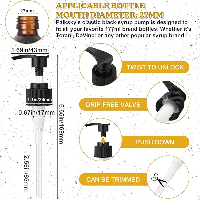 Palksky Syrup Pump for Javy 6fl oz Coffee Concentrate, 12 Pack Coffee Syrup Dispenser Pump, Precise Pump for CoffeeConcentrate, Replace Measuring Spoon for Consistent Dispensing and Easy Use