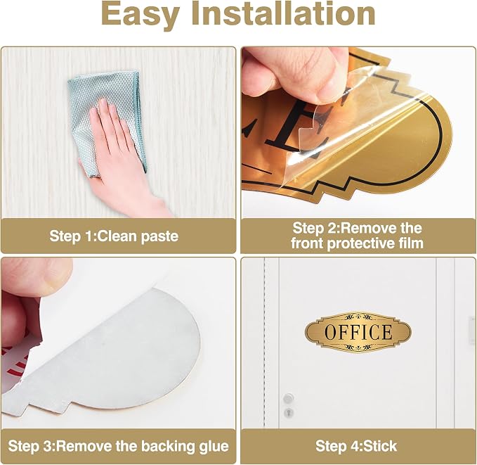 The Office Door Sign for Home and Business，Self-Adhesive Waterproof and Fade-Resistant Brushed Gold Office Sticker for House，Business，Door, Window - Image 3