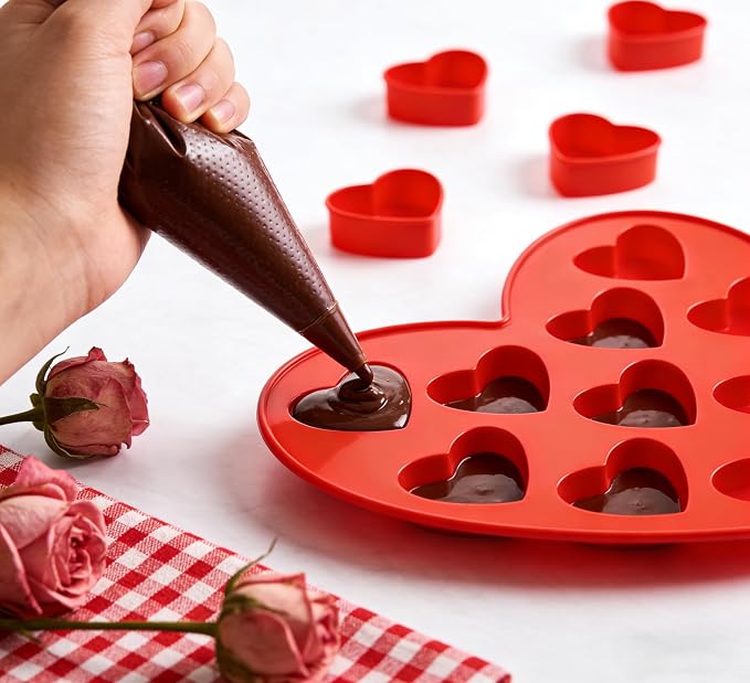 4 Pack 10-Cavity Heart Silicone Molds Non-Stick Food Grade Reusable Baking Molds for Chocolate Candy Gummy Jello Ice Cube Soap DIY Valentine's Day Craft Making - Image 4