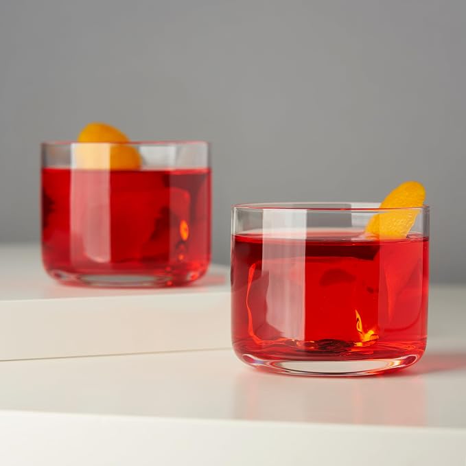 Viski Raye Crystal Negroni Glasses, Lowball Cocktail Glasses Premium Crystal Glassware, 8oz Tumbler Glasses Set of 2 - Image 6