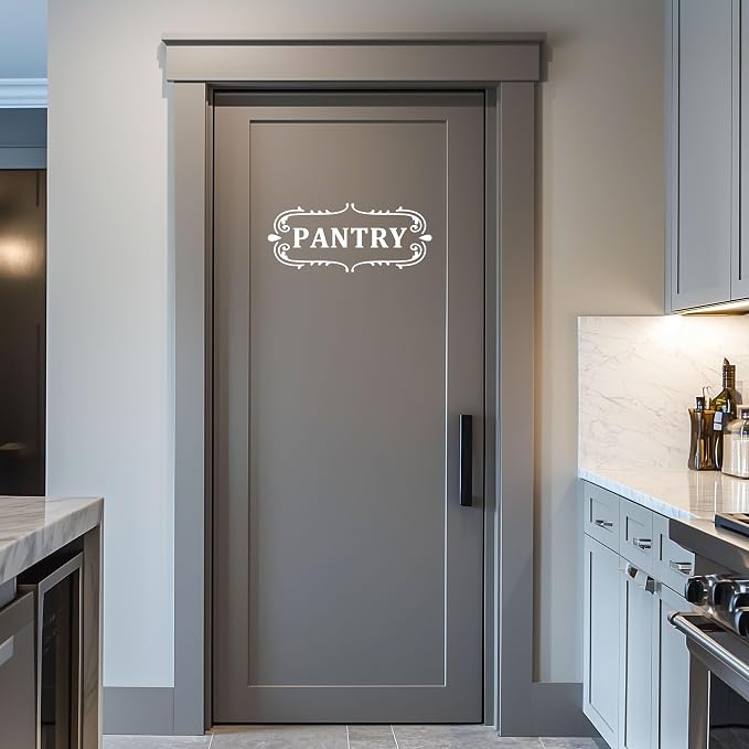 Pantry Room Vinyl Decal, Kitchen Pantry Door Decal, Pantry Door Sign, Farmhouse Kitchen Decor Vinyl Sticker (18.1 x 7.6 inch, White) - Image 4
