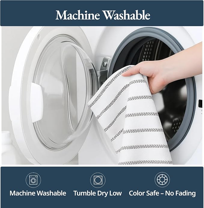LANE LINEN Kitchen Towels Set - Pack of 4 Cotton Dish Towels for Drying Dishes, 18”x 28”, Absorbent Tea Towels, Quick Drying Kitchen Towel Set - Grey - Image 9