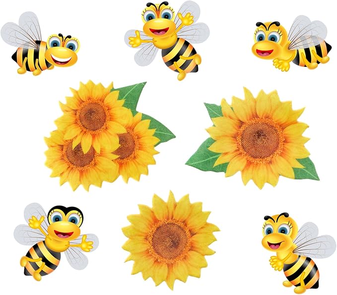 68 PCS Edible Sunflower Cupcake Toppers, Edible Flower and Bee Mixed Cake Decorations for Baby Shower and Birthday Cake Decoration, Food Decoration Supplies - Image 3