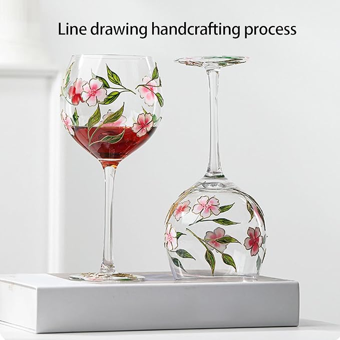 Unique Glass Goblet with Intricate Hand Painting Wine Glass Transparency High-Arched Cup Glassware for Gifting Drinkware Wine - Image 5