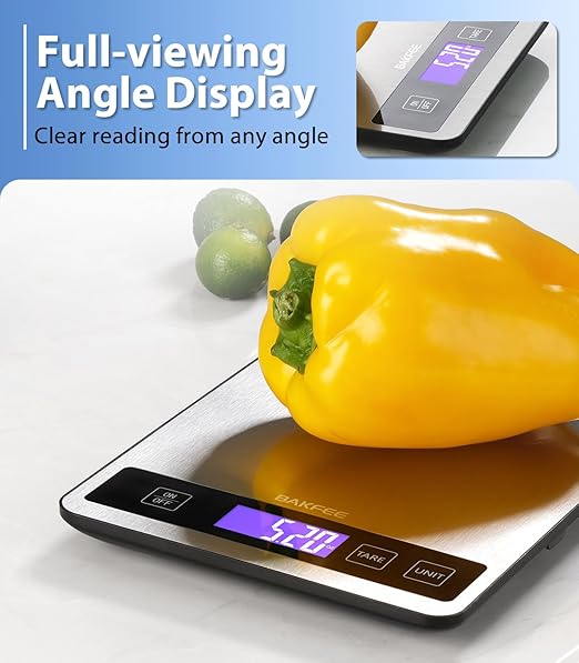 Food Scale, Kitchen Scale, 15kg/33lb, USB Rechargeable & Batteries (Not Inc.), Splash-Resistant Stainless Steel, Full-View LCD Display, Compact & Easy-Clean Design, 6 Units, Tare Function, Grey