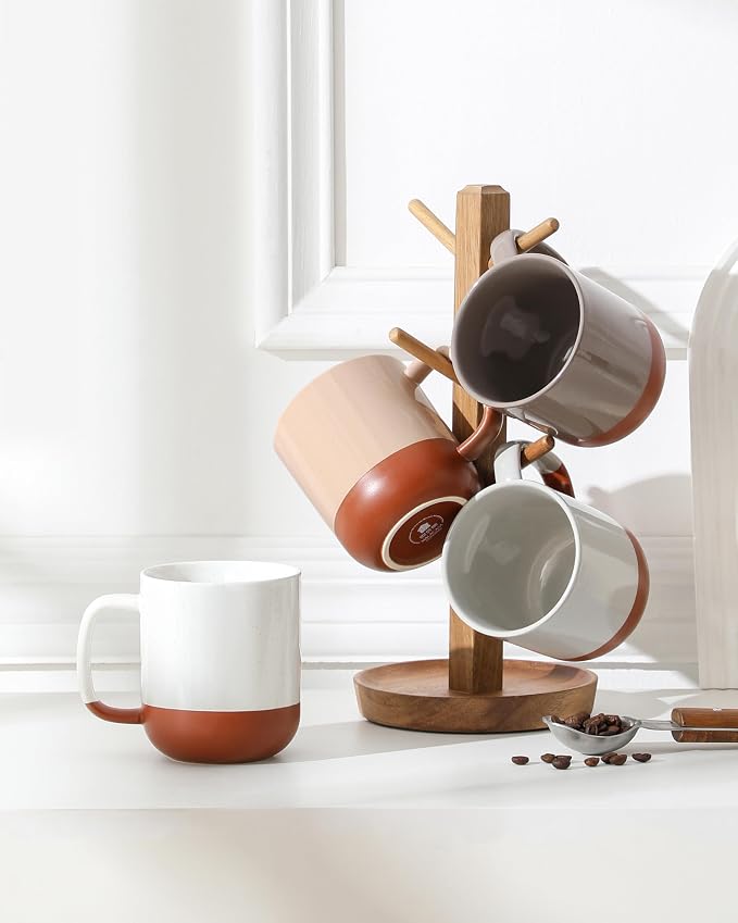 MALACASA Ceramic Coffee Mugs Set of 4, 16oz Coffee Cups, Modern Farmhouse Mugs for Coffee, Latte, Tea, Hot Chocolate, Cappuccino, Milk, Microwave & Dishwasher Safe, Multicolor, Series TARA - Image 8