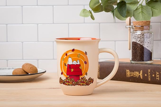 Silver Buffalo Peanuts Snoopy Fall Leaf, Wide Rim Ceramic Mug, 16oz | Leaves are Falling, Autumn is Calling, 0.47 Liters - Image 5
