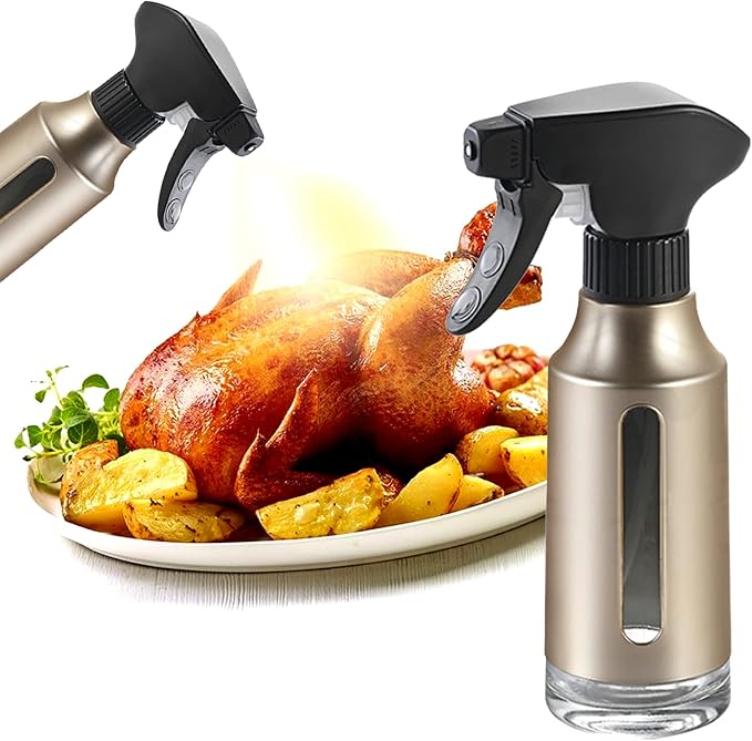 Olive Sprayer for Cooking,ABS Plastic Olive Oil Mister for Air Fryer Black Nozzel Dispenser Bottles Fat Reduction Glass Oil Control Spray Pot 6.35oz 180ml Capacity by WelcometoMicyplesKitchen