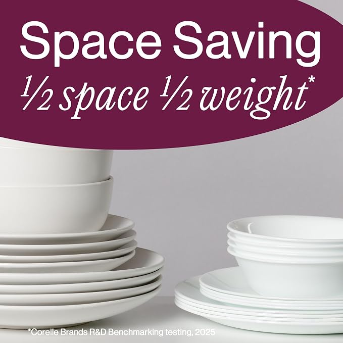 Corelle 18-Piece Round Dinnerware Set Service for 6, Lightweight Round Plates and Bowls Set, Vitrelle Triple Layer Glass, Chip and Scratch Resistant, Microwave and Dishwasher Safe, Brasserie - Image 7