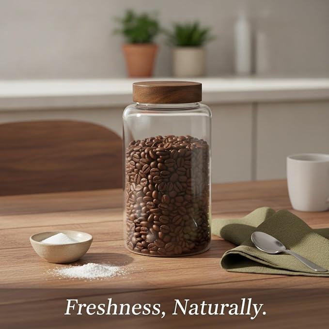 Store Dry Pantry Staples in This Borosilicate Glass Jar with Acacia Wood Lid - Image 3