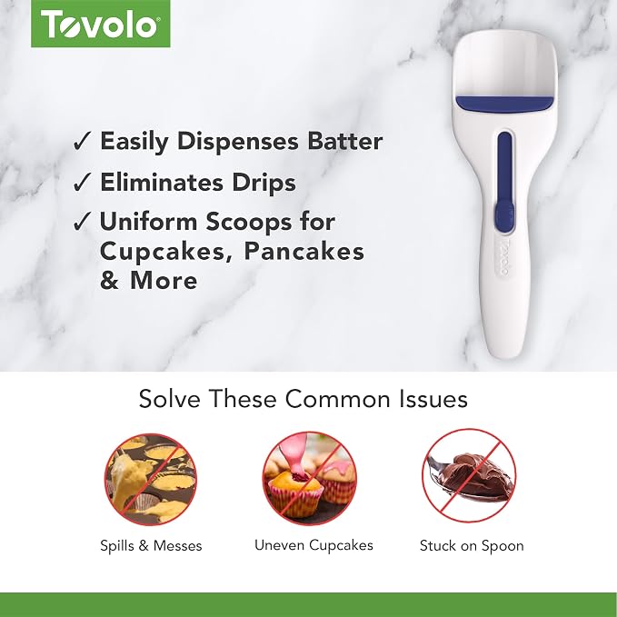 Tovolo Cupcake Scoop Batter Dispenser for Cupcakes Muffins Pancakes & Cookie Dough, Easy to Clean Batter Scoop Slide Dispenses Quicker for Even Size Baked Goods Kitchen Gadget, Deep Indigo - Image 3