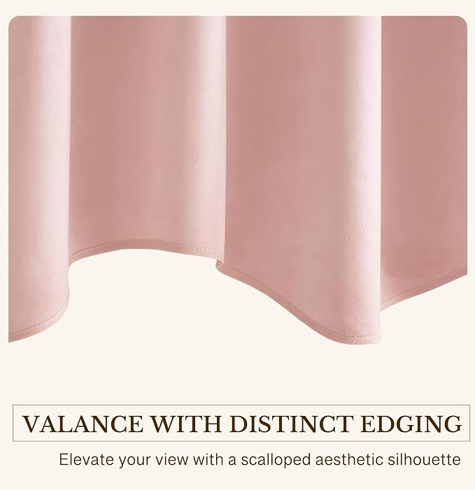 Pink Spring Decor Velvet Window Valance 52x18 Inch 1 Panel | Soft Wavy Pink Kitchen Curtains for Small Windows, Cute Decorative Window Treatment for Nursery Bedroom - Image 5