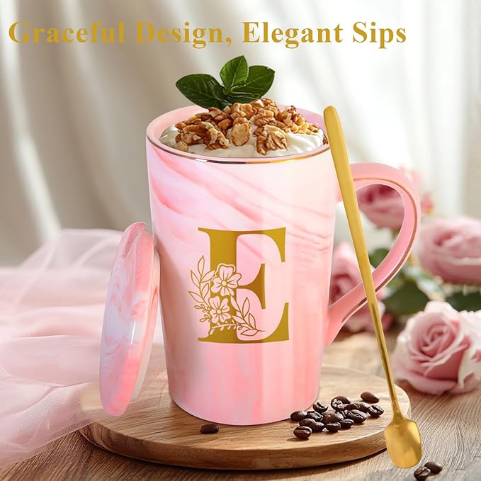 Personalized Ceramic Coffee Mug with Lid Tea Cup Best Female Friend Happy Birthday Gifts Ideal Close Women Bf Stuff Bestie Soul Sister Long Distance Personalized Unique Cute Christmas Xmas Present,E - Image 3