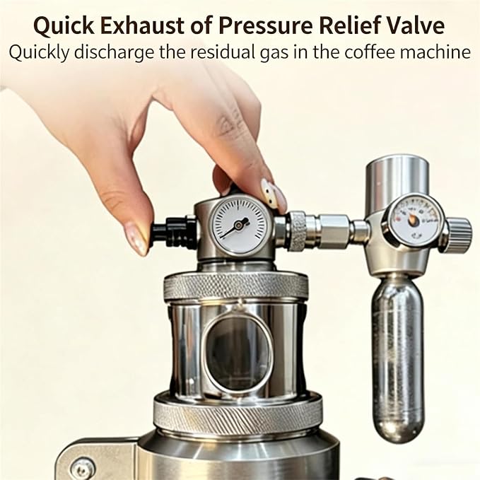 Pneumatic Coffee Machine, Stainless Steel Manual Pressure Maker, 1-16 Bar Fast Extraction, With Gauge & Relief Valve for Home - Image 3