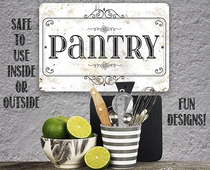 Pantry Metal Sign - Classic Farmhouse Kitchen and Dining Decor, Country Home Pantry Decoration and Great Housewarming Gift, 8x12 Use Indoors or Outdoors Durable Rustic White Metal Sign - Image 4