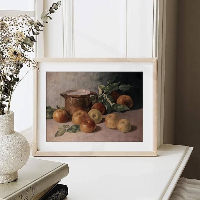 Unframed Wall Art, Vintage Kitchen Wall Art Prints Apple Still Life Farmhouse Decor Wall Art, Rustic Watercolor Oil Painting Kitchen Sign Canvas Art Prints for Dining Room, Bedroom, Living Room, Gallery, Vintage Pictures Wall Decor(8"x10") - Image 3