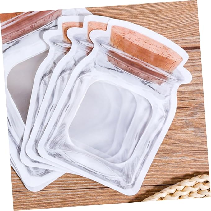 minkissy 50pcs Self-sealing Snack Wrapping Pouches Cute Reusable Jar Bags for Baked Goods Cookies and Candy Stand Storage Bags Unique Cork Bottle Design - Image 4
