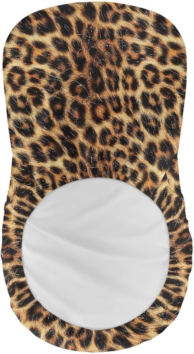 Leopard Pattern Set of 2 Bar Stool Covers, Bar Stool Slipcover Chair Cover with Elastic Bands Soft Washable Dining Chair Slipcovers - Image 5