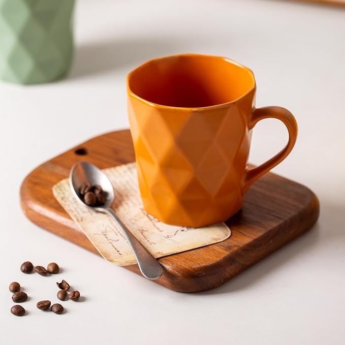 11 Ounce Porcelain Mugs, Set of 6, Tea and Cocoa Mug Set, Orange, Matte - Image 3
