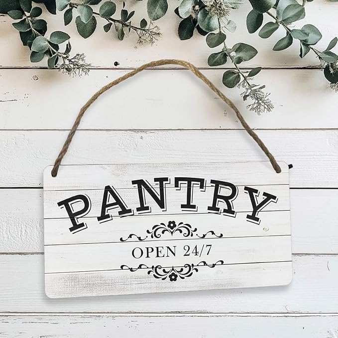 Pantry Sign Rustic Wall Art Print Wooden Signs Funny Home Decor Vintage Poster Retro Hanging Plaque for Farmhouse Kitchen Cafe Bar Grocery Coffee Corner 10x5 Inch (Retro Gray White Wood Grain) - Image 4