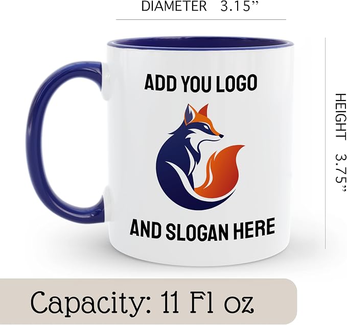 Personalized Coffee Mug | Custom Photo Text and Logo Ceramic Mug | Customized 11 Oz Tea Cup | Unique Gift for Men & Women – Taza Personalizadas Design with Picture or Message | White – Blue - Image 5