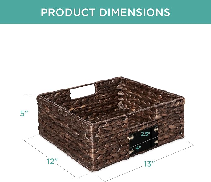 Best Choice Products Set of 4 13x12in Water Hyacinth Pantry Baskets, Woven Organizers w/Chalkboard Label, Chalk Marker - Brown - Image 7