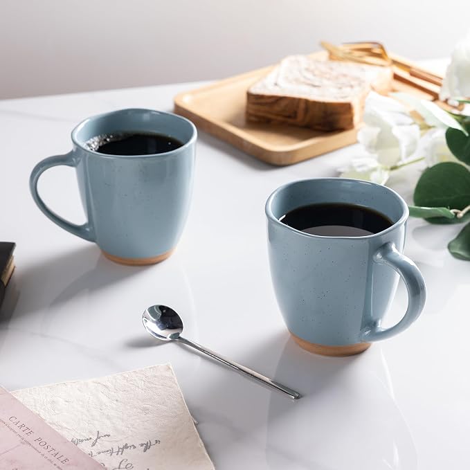 AmorArc 12oz Coffee Mugs, Ceramic Coffee Mugs set of 4 for Man, Woman, Dad, Mom, Modern Coffee Cups with handle for Latte/Cappuccino/Milk/Cocoa. Dishwasher&Microwave Safe, Blue - Image 6