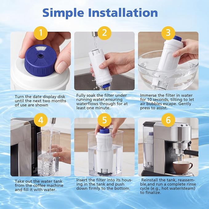 4 Pack DLSC002 Magnifica Evo Water Filter For DeLonghi Coffee Machine | Activated Carbon Softener For Dinamica, Eletta, Ecam, Esam, Etam, Bco, Ec Series For Delonghi Water Filter Replacement - Image 9