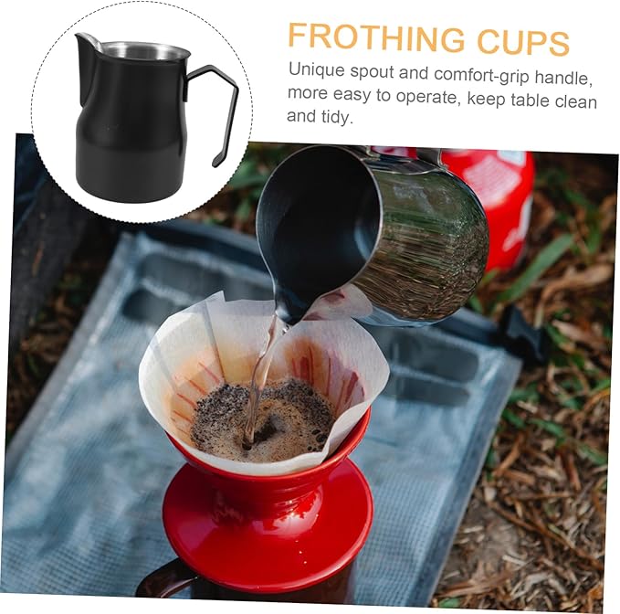 Stainless Steel Milk Frother Pitcher Thickened Metal Milk Frothing Cup with Precision Spout for Espresso Machine Accessories Coffee Bar Tool for Latte Art and Steaming