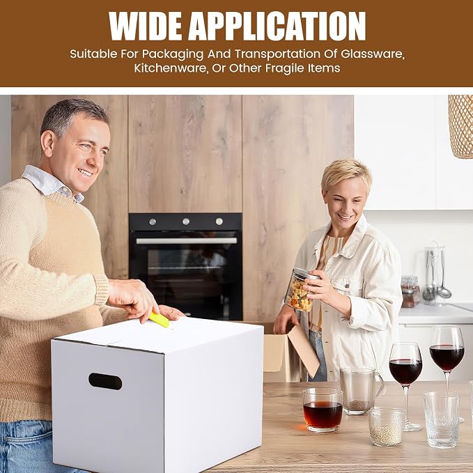 MotiMind 4 Sets Wine Glass Moving Boxes with Divider Kitchen Moving Boxes 15 x 12 x 10 Inches Glassware Packing Box with 18 Foam Pouches for Glasses Packing Supplies - Image 5