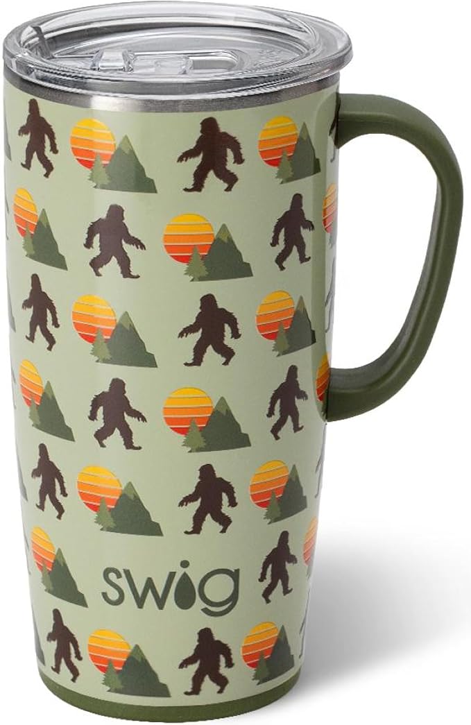 Swig Life 22oz Insulated Travel Mug with Handle & Lid, Wild Thing | Triple Insulated Stainless Steel - Handle & Lid Included - Keeps Coffee Hot or Cold - Cup Holder Friendly by SwigLife