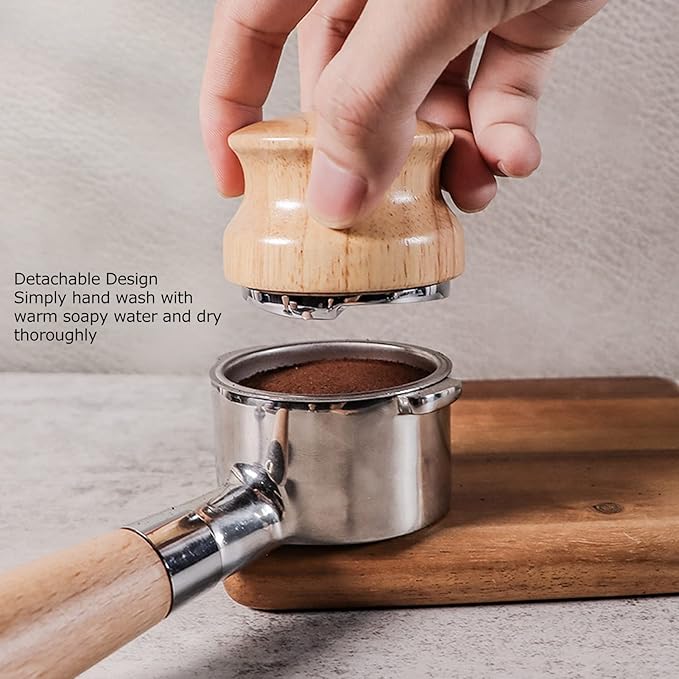 49mm Coffee Tamper, Stainless Steel Espresso Tamper Coffee Press Tool with Wooden Handle Espresso Machines Accessory