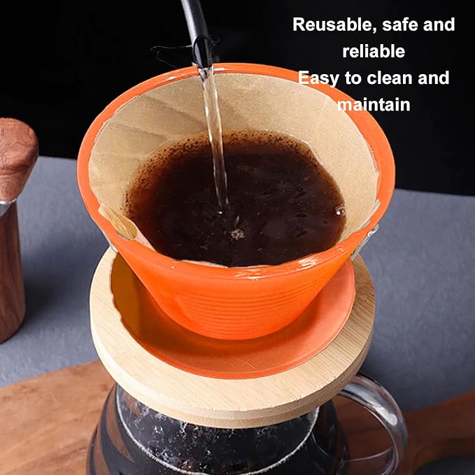 TOPINCN Pour Over Coffee Dripper, PP Coffee Filter Paperless Reusable Coffee Filter Coffee Brewing Filter Cone Cup with Base, Manual Coffee Brew Maker for Home Kitchen