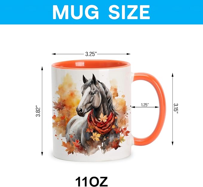 Hyturtle Fall Horse Coffee Mug Gifts For Horse Lovers on Thanksgiving | Autumn Decor, Horse Gift For Women, Durable 11oz ceramic mug, Vivid double-sided fade-resistant print, Comfort grip handle - Image 4