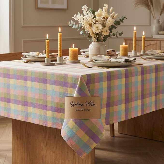 Urban Villa Tablecloth Cotton Tabletop 60x102 (8-10 Seats) Easter Checks - Image 6