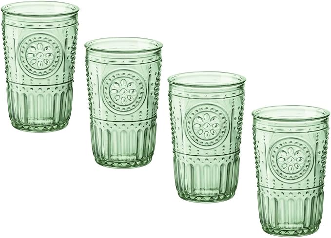 Bormioli Rocco Romantic Set Of 4 Tumbler Glasses, 11.5 Oz. Colored Crystal Glass, Pastel Green, Made In Italy. - Image 3