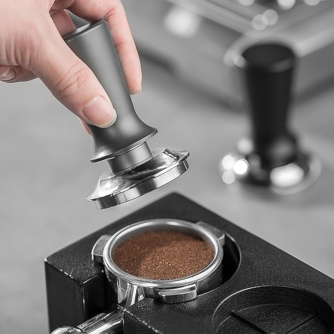 51mm Coffee Distributor and Tamper, Stainless Steel Coffee Tamper 51mm with Aluminum Alloy Handle, Professional Espresso Distributor Leveler Tool, Spring-loaded Tamper