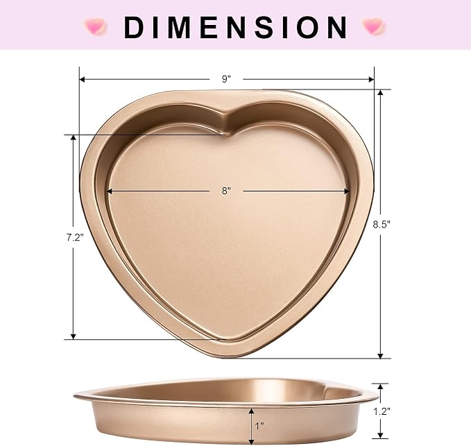 Yomvzake Heart Shaped Cake Pan, 8 Inch Heart Shollow Baking Sheet Cake Tray for Valentine's Day Cake Cookie Baking - Image 4