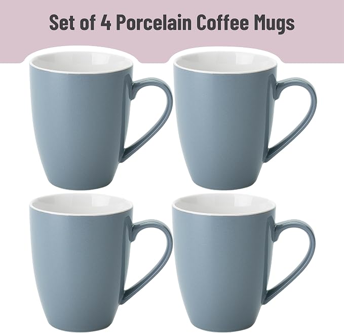 BTaT- Porcelain Coffee Mugs Set, 16 Ounces, 4 Pack, Gray Ceramic Coffee Mugs with Handle, Restaurant Cups for Mocha, Tea, Cappuccino, Cocoa, Cereal, Mug Gift Set, Dishwasher Safe - Image 2