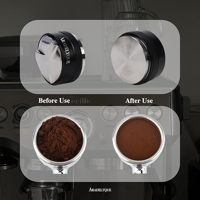 53mm Coffee Distributor & Tamper Tool, Dual Head Espresso Leveler Compatible with 54mm Breville Portafilter, Adjustable Depth Coffee Tamper for Barista & Home Use