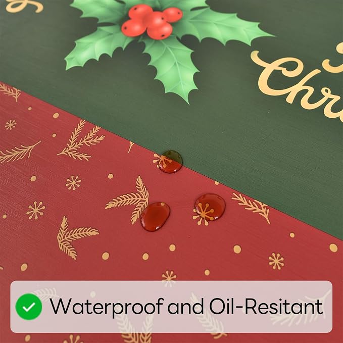 Christmas Tablecloth Heavy Duty Vinyl Red 54x54 inch Rectangle Christmas Table Cloth Reusable Waterproof Foldable Plastic Tablecloths PVC Xmas Table Cover for New Year Party Decor - Image 3