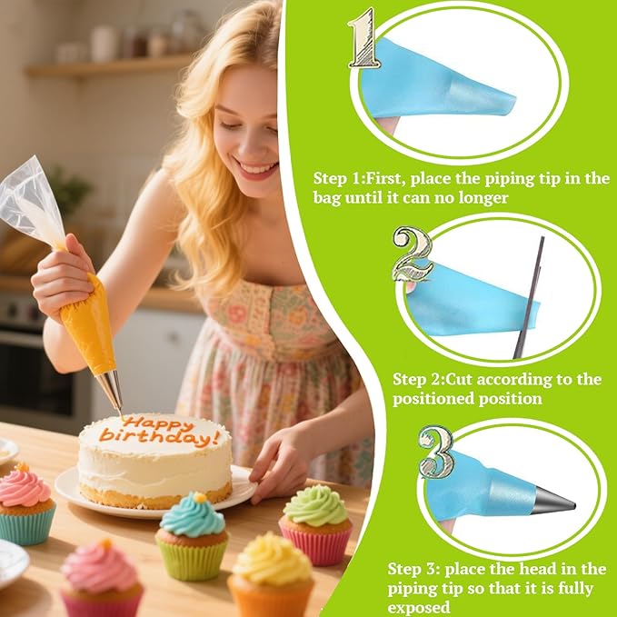 Suuker Extra-Fine Round Piping Tips Set, 5 Pieces Stainless Steel Small Icing Tips Cake Decorating Tip Piping Nozzles, Cake Writing Tool for Easy Cake Cupcake Dessert Cookies Decorating