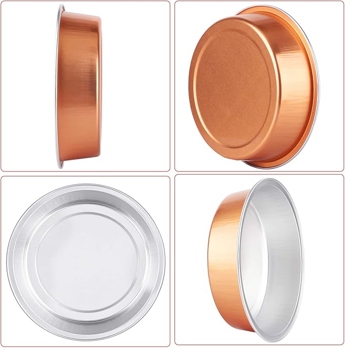 Beasea Mini Tart Pans, 8 Oz 50 Pack Disposable Pie Tins with Lids, 4 Inch Rose Gold Aluminum Pie Pan Cartoon Tin Tart Pans Round Oven Baking Mini Cake Pan for Pie Tart Quiche - Image 7