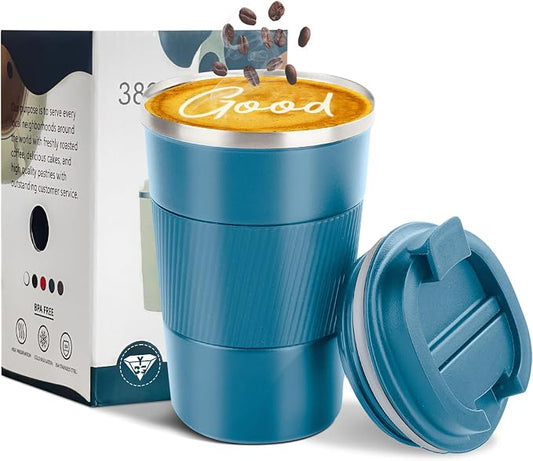 Insulated Travel Coffee Mug, Stainless Steel Coffee Cup with Leakproof Lid | Double-wall insulation keeps drinks hot or cold for hours, with a leakproof lid and portable stainless steel design by YINBAOGE