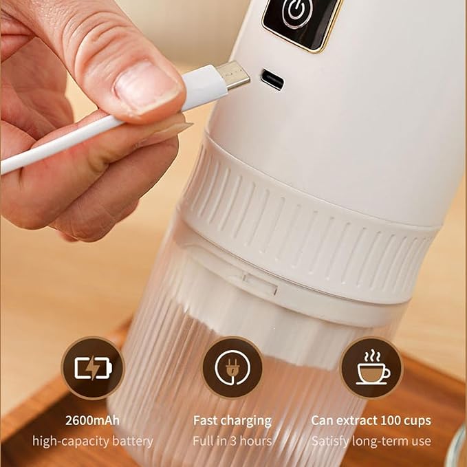 Asixxsix Samll Portable Electric Espressos Machine, 200ml | 72W Self Heating, Cordless Rechargable 7800mAh, Compatible with Capsules and Ground Coffee, for Camping Travel - Image 3